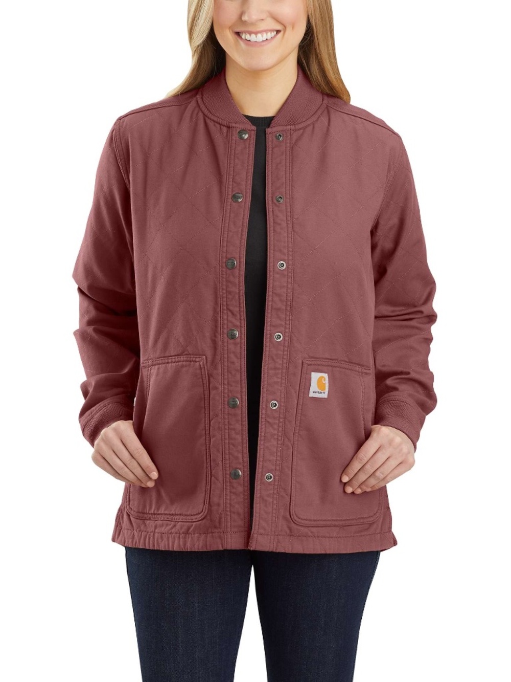 Carhartt Relaxed Fit Canvas Snap Front Rib Collar Shirt Jacket